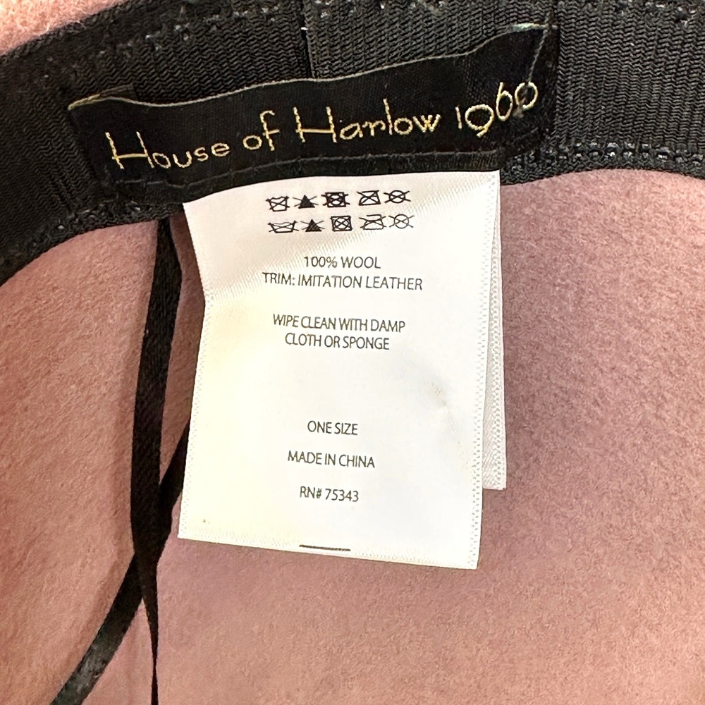 House of Harlow 1960 Dusty Rose 100% Wool Wide Brim Floppy Hat OS Boho - Picture 6 of 7